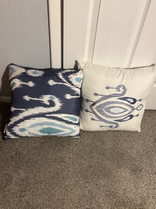 Other - Decorative Blue Ikat Throw Pillow Set by